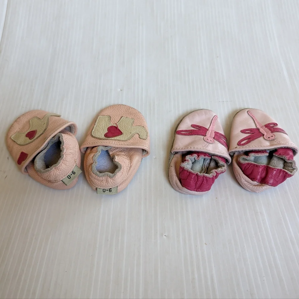 Baby girl leather moccasins bundle 0-6 months